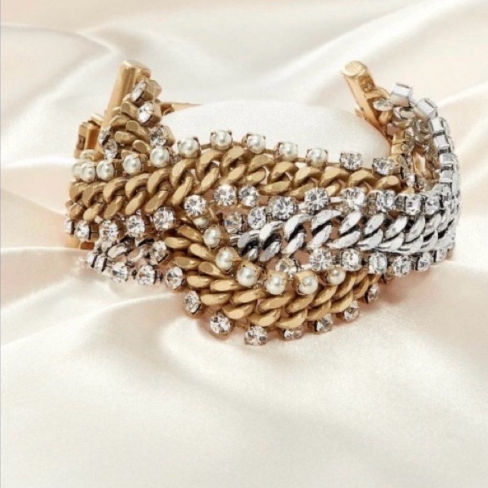 Stella & Dot | Retired Regency Statement Chain Crystal and Vintage Gold Bracelet